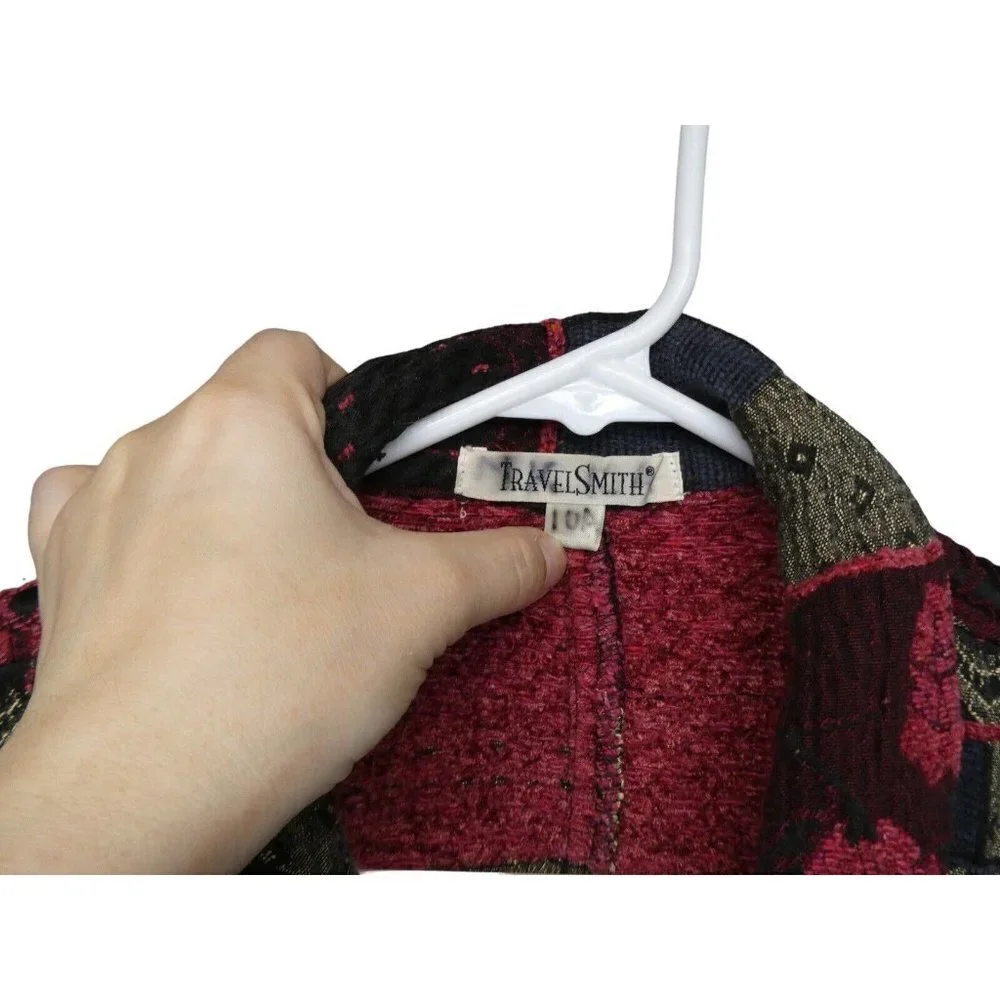 TravelSmith Patchwork Textured Jacket Button Front Cotton‎ Women's Large Petite - Picture 9 of 16